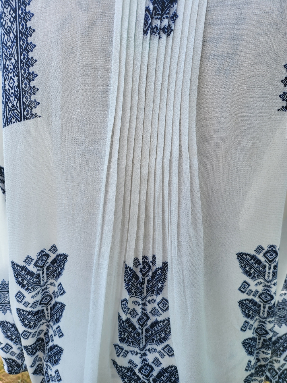 NWT Daniel Rainn Amely Split Neck Top White Blue Boho Tunic Blouse XL - Picture 5 of 8